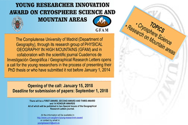 YOUNG RESEARCHER INNOVATION AWARD ON CRYOSPHERE SCIENCE AND MOUNTAIN AREAS  
